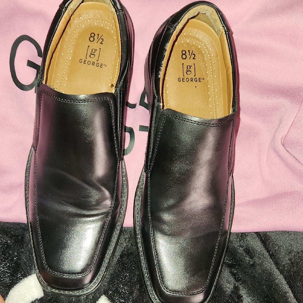 George Men's Shiny Black Loafers